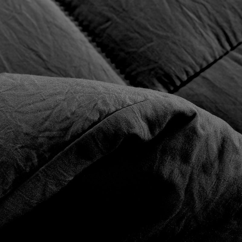 EVOLIVE All Season Pre Washed Soft Microfiber White Goose Down Alternative Comforter with Box Stitching (Black, Full/Queen) - Image 4